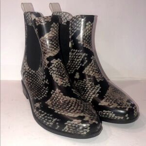 Lauren Ralph Lauren Tally Bo Rai Rubber Rain Boots Python Snakeskin Print